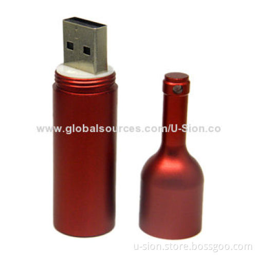 Aluminum Shell, Customized Bottle Shape, USB Flash Drives, for Gift
